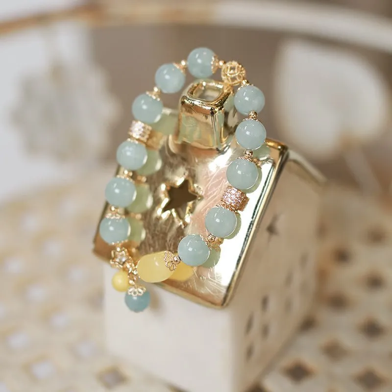 Classic Aquamarine & Amber Bracelet