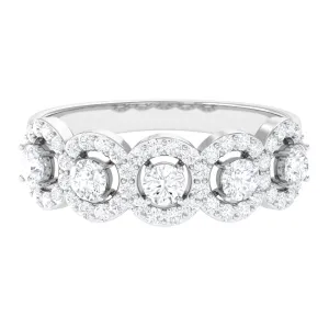 Classic Cubic Zirconia Halo Wedding Band Ring