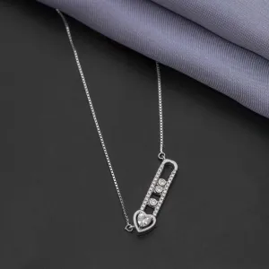 Classic Pave Zircon Stoneia 92.5 Sterling Silver Pendant Chain