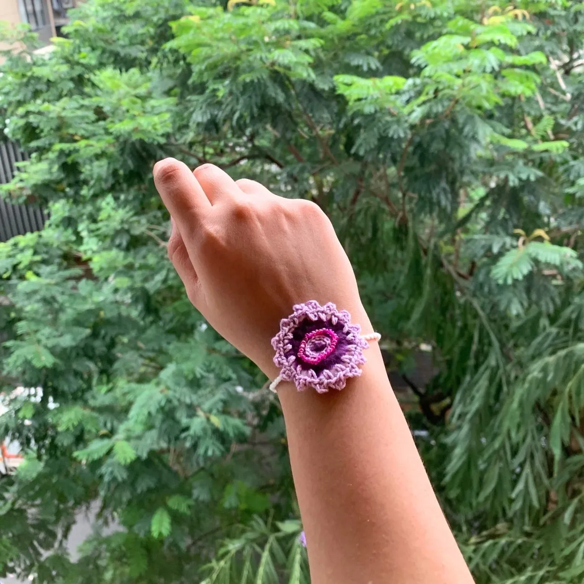 Dual Avtar Shibori Rakhi - Purple | Reusable Rakhi