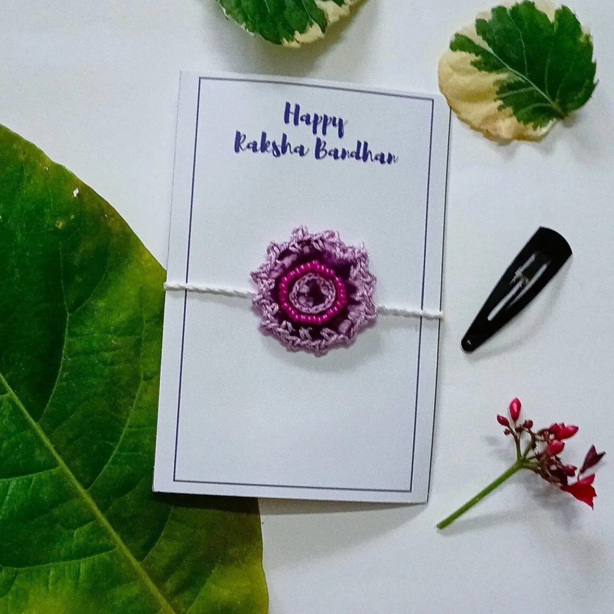 Dual Avtar Shibori Rakhi - Purple | Reusable Rakhi