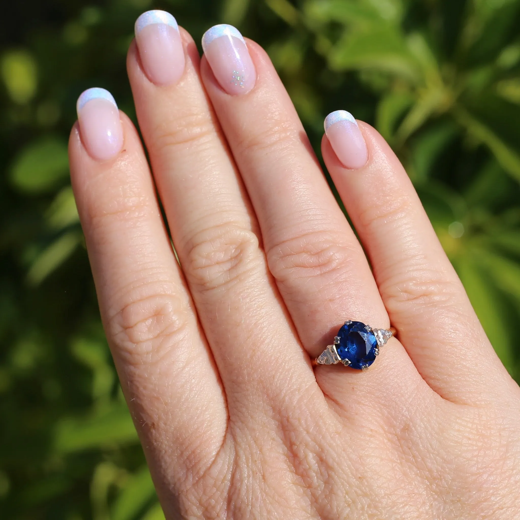 Early Australian Wendts Blue Spinel Ring, 18ct Gold & Platinum, size N or just smaller than 6.75