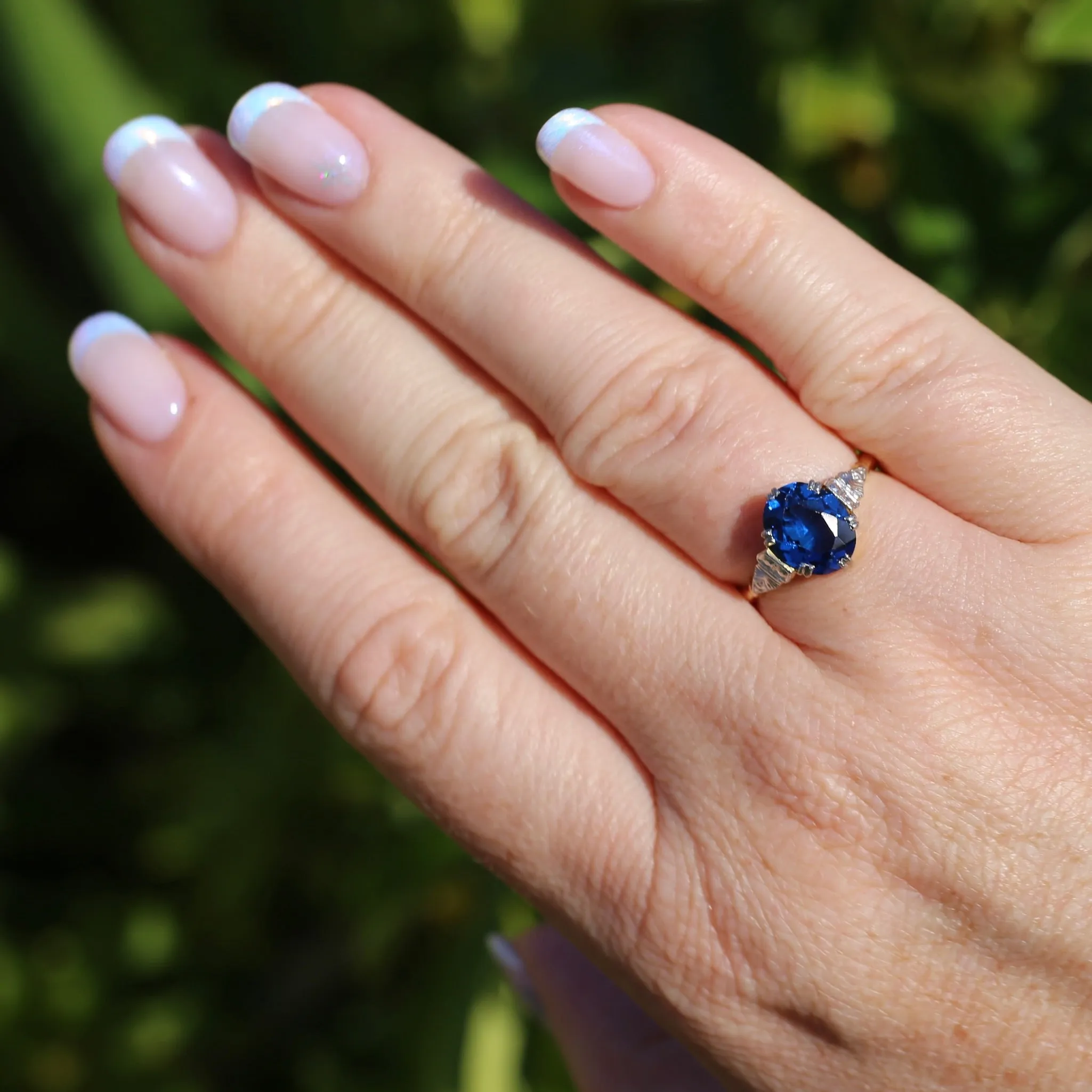 Early Australian Wendts Blue Spinel Ring, 18ct Gold & Platinum, size N or just smaller than 6.75