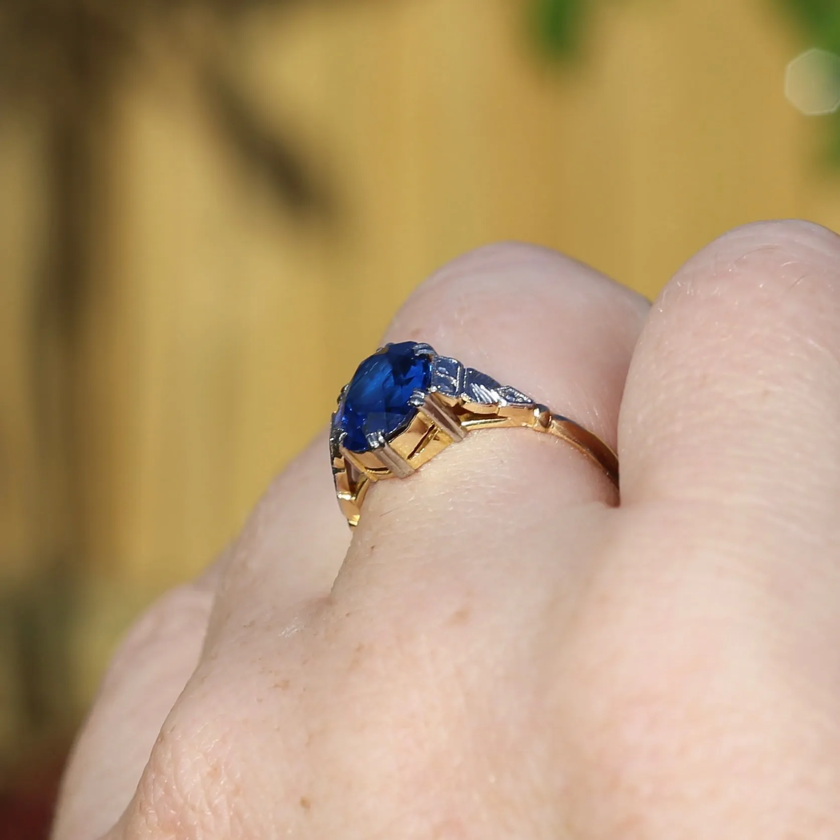 Early Australian Wendts Blue Spinel Ring, 18ct Gold & Platinum, size N or just smaller than 6.75