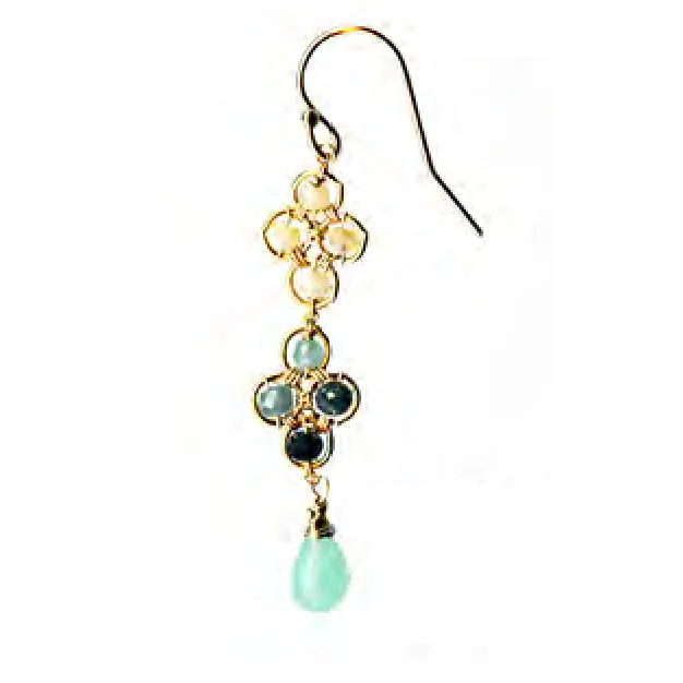 Earrings 5273 with Chrysop4ase Opal and Grandidierite by Michelle Pressler