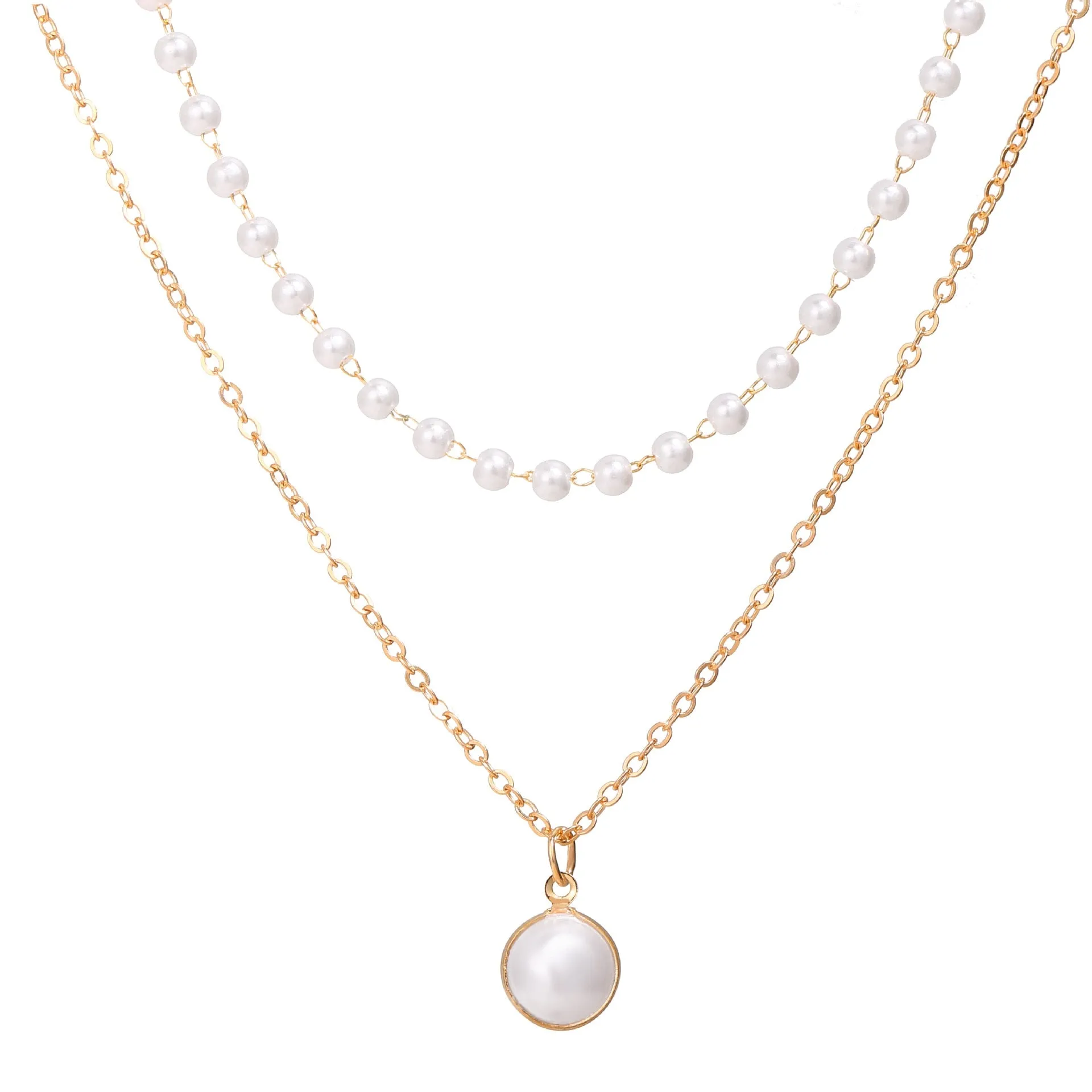 Elegant Retro Style Double-Layer Pearl Necklace - Choker