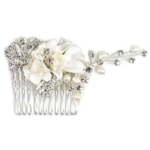 Elise Porcelain, Pearl and Crystal Hair Comb