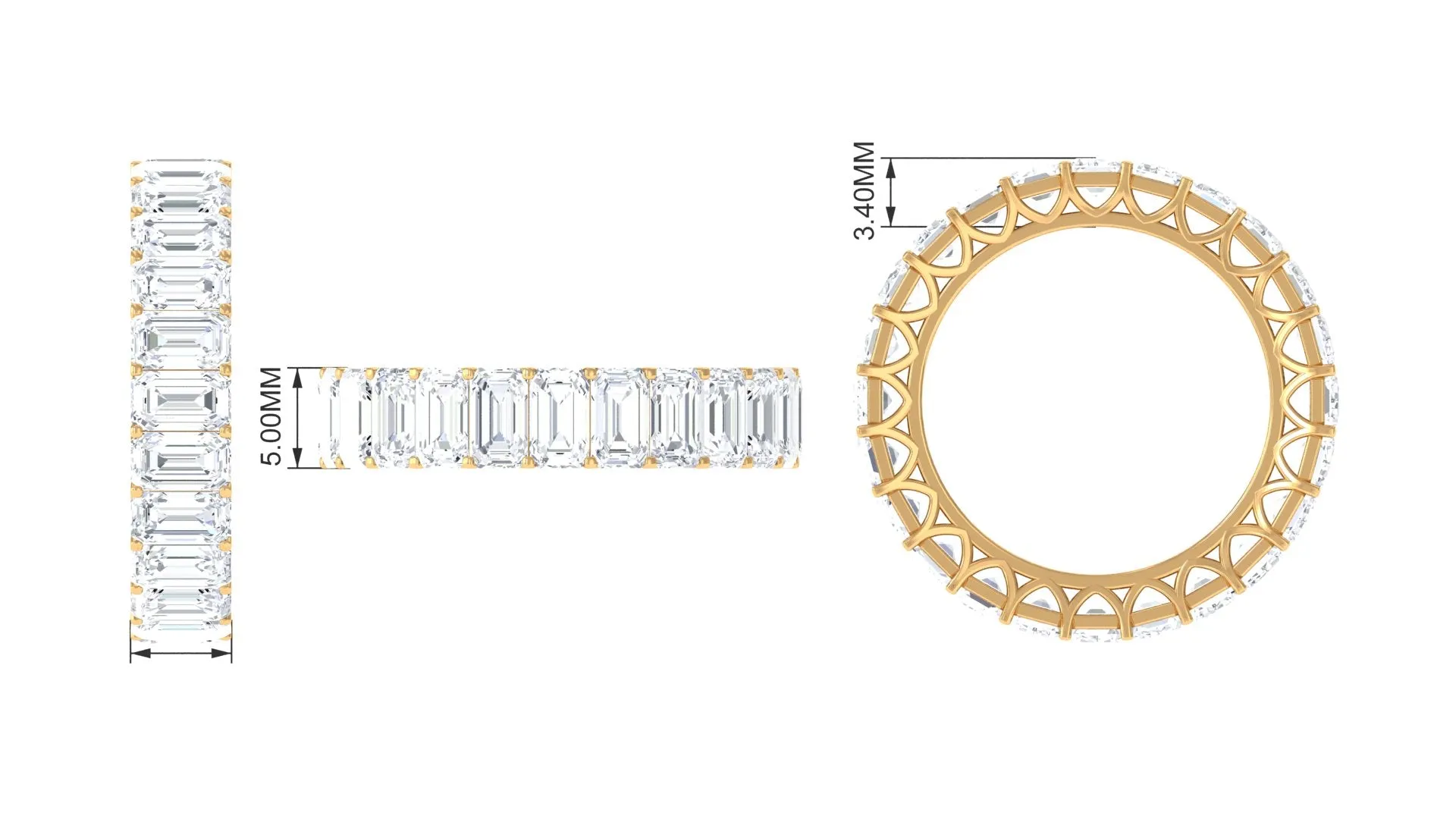 Emerald Cut Zircon Full Eternity Band Ring