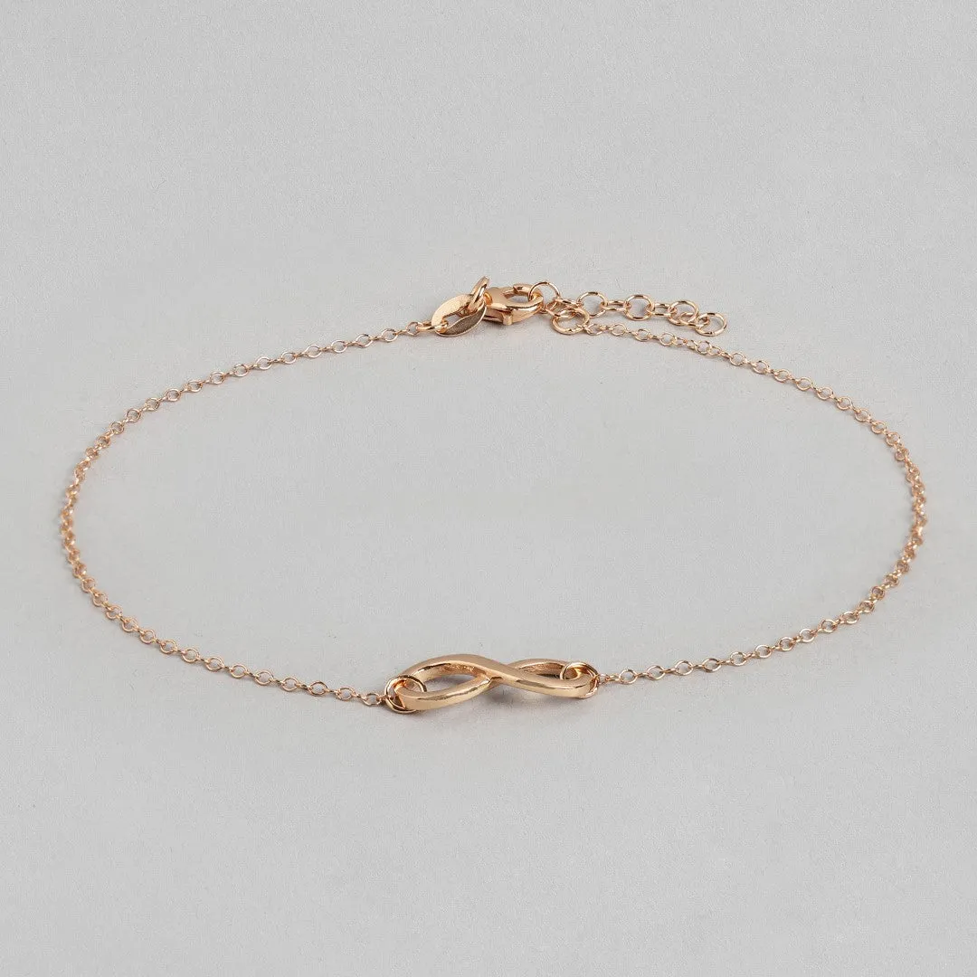 Eternal Rose Gold Radiance 925 Sterling Silver Infinity Chain Anklet