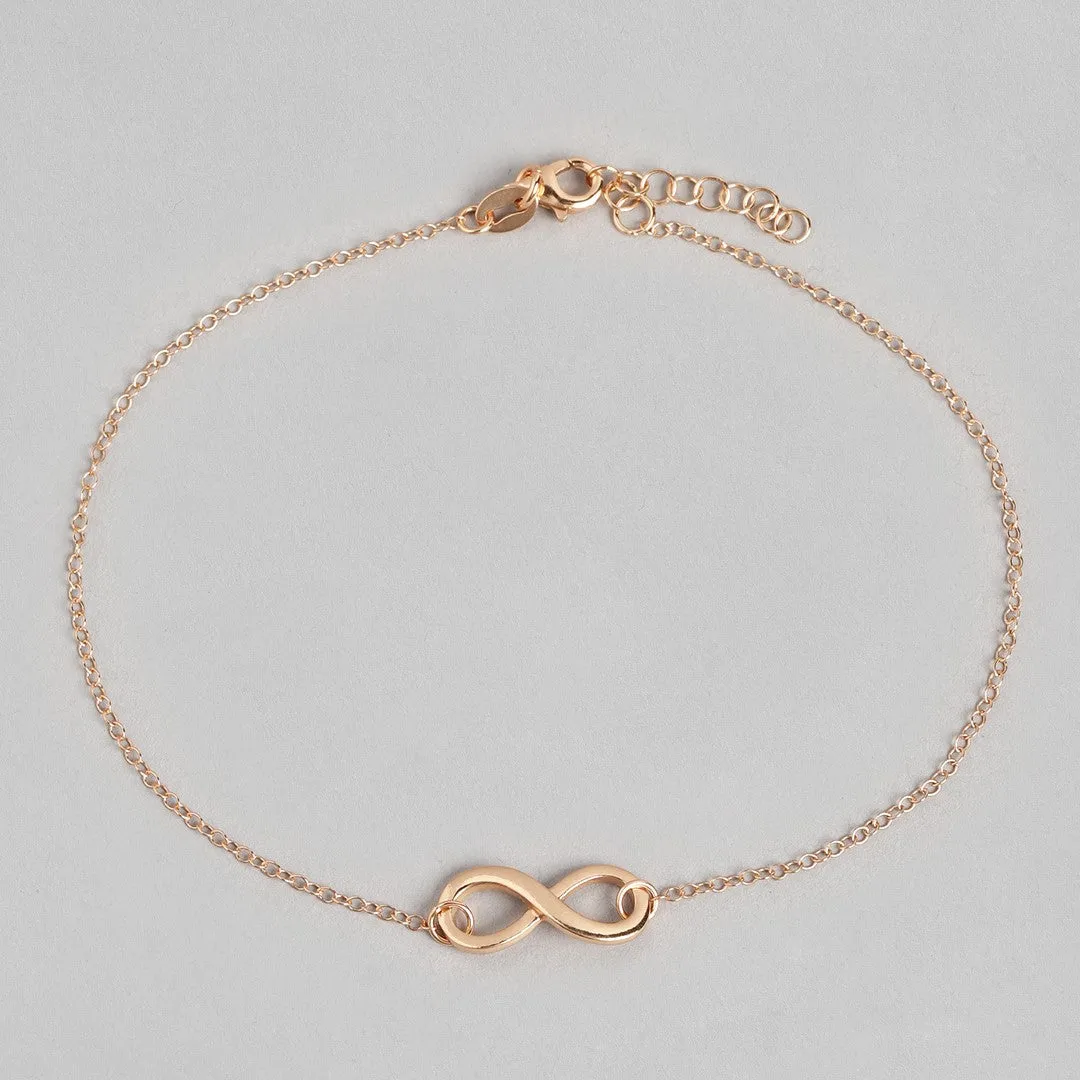 Eternal Rose Gold Radiance 925 Sterling Silver Infinity Chain Anklet