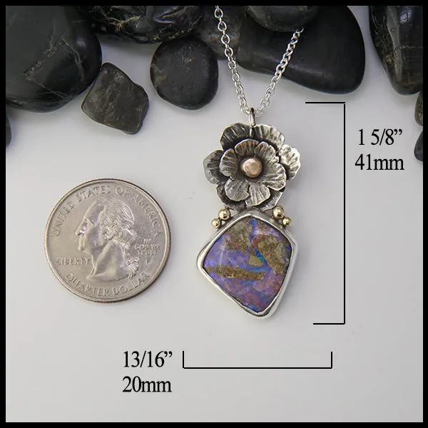 Floral Opalized Wood Pendant