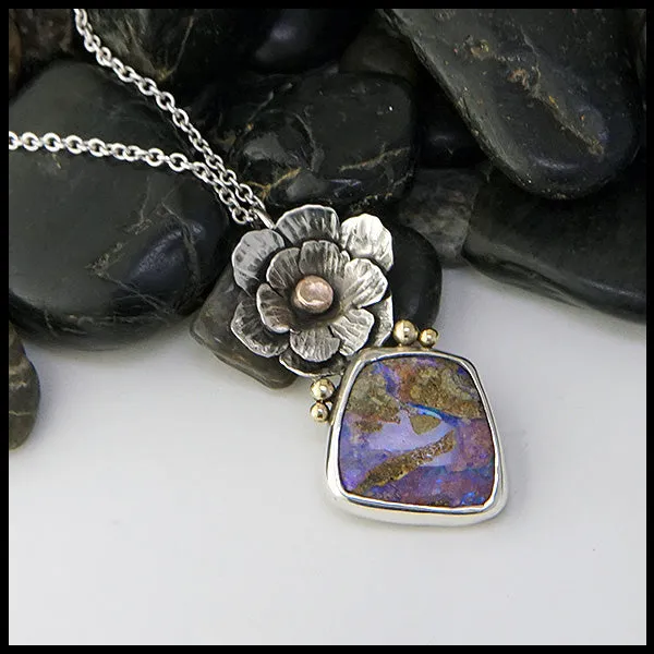 Floral Opalized Wood Pendant