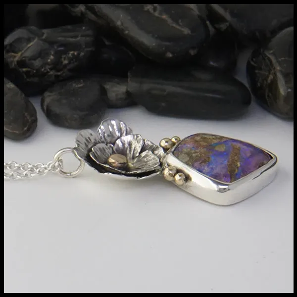 Floral Opalized Wood Pendant