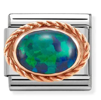 Gemstone - Green Opal Twisted Rosegold Charm