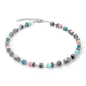 GeoCUBE Candy Necklace Aqua Pink