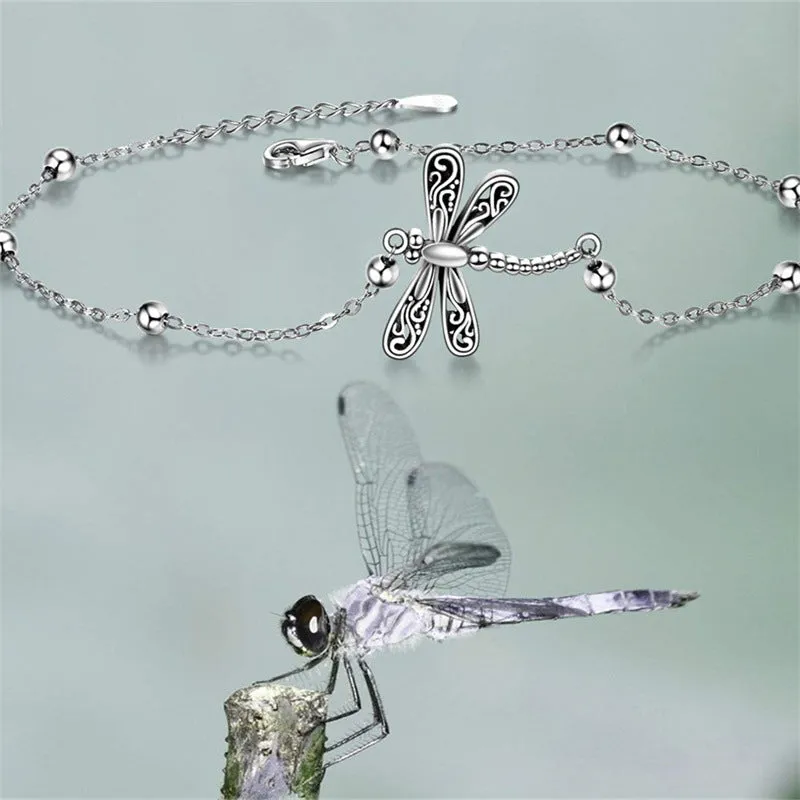 Girls' Beach Ornament Cross Chain Beads Dragonfly Anklet