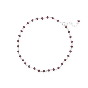 Glam and Gleaming Garnet! 9.5" 1" Sterling Silver Bead Anklet