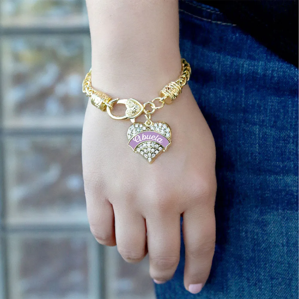 Gold Lavender Abuela Pave Heart Charm Braided Bracelet