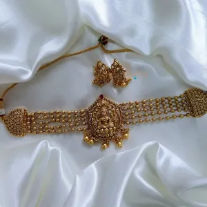 Gold Look Alike Lakshmi Design Choker