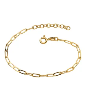 Gold plated silver Paperclip Link Chain Bracelet