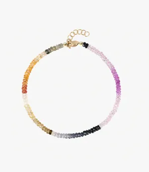 Graduated Rainbow Sapphire Beaded Bracelet