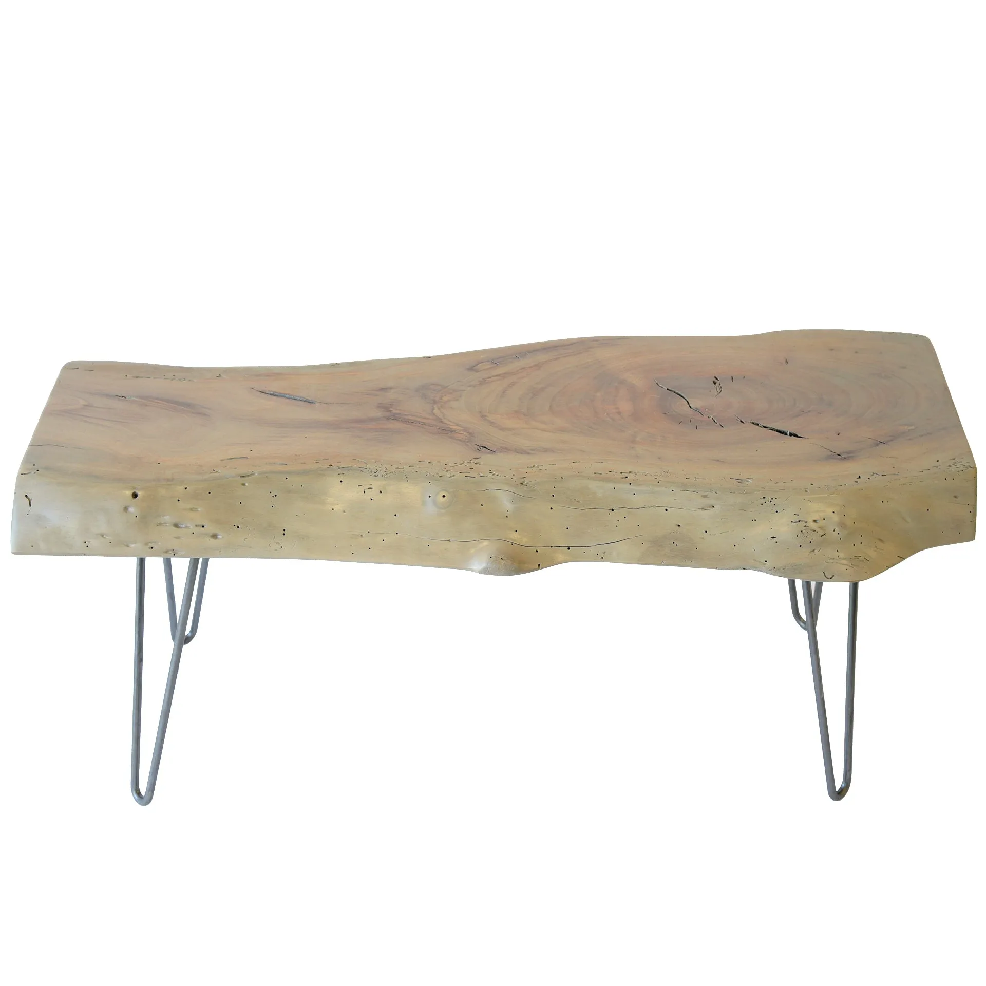 Gray Wash Live Edge Slab Coffee Table