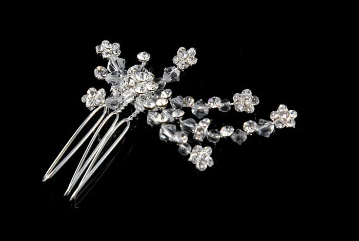 Greta Petite Flower Hair Comb | Crystal