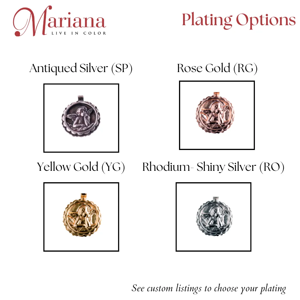 Guardian Angel Pendant in "Lavender Fields" - Rhodium