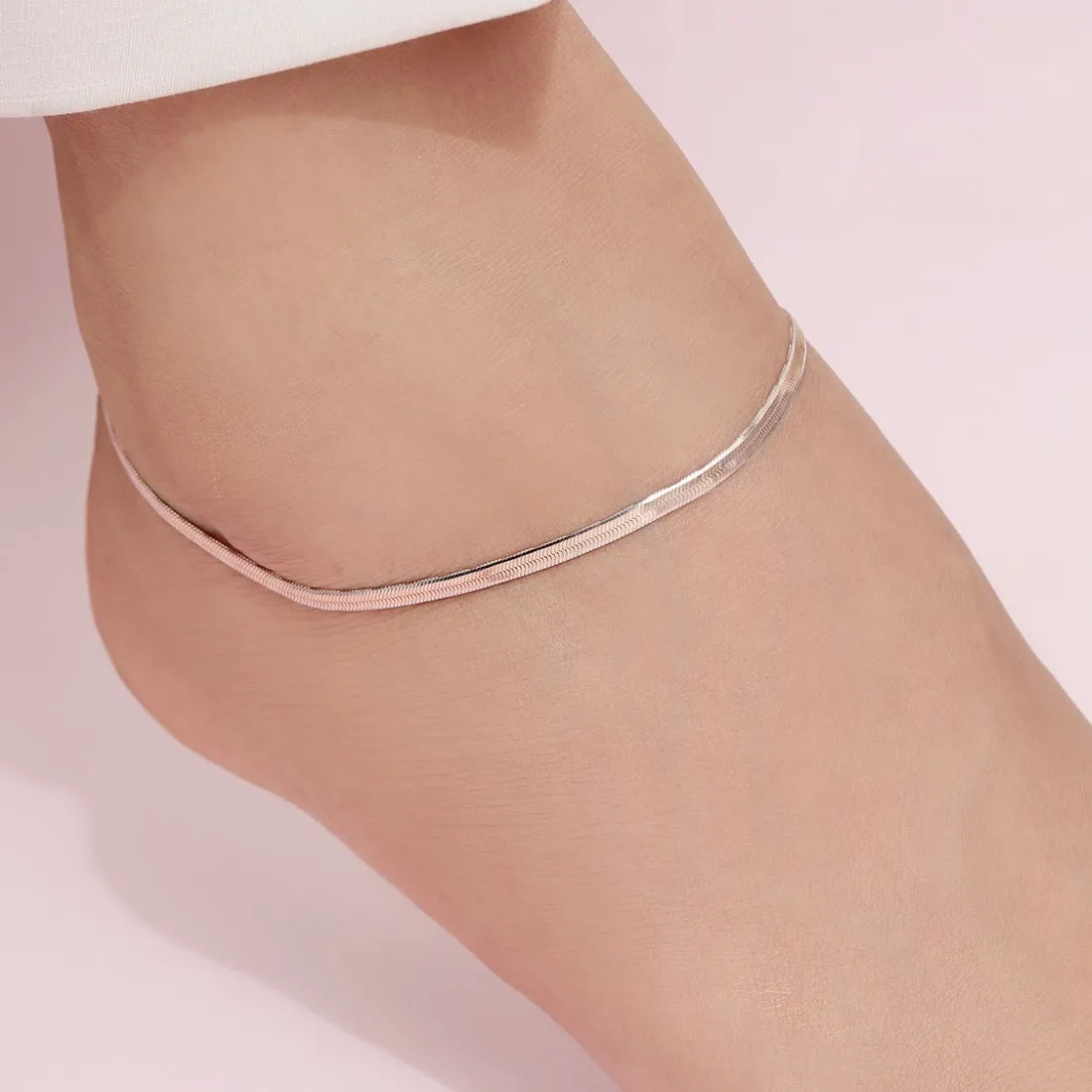 Harmony in Tones 925 Sterling Silver Anklet with Dual Tone Plating