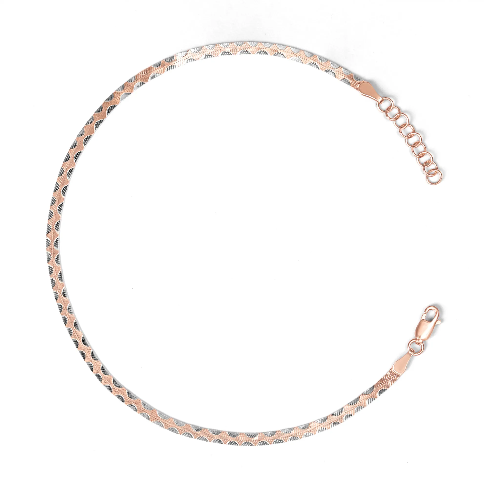 Harmony in Tones 925 Sterling Silver Anklet with Dual Tone Plating