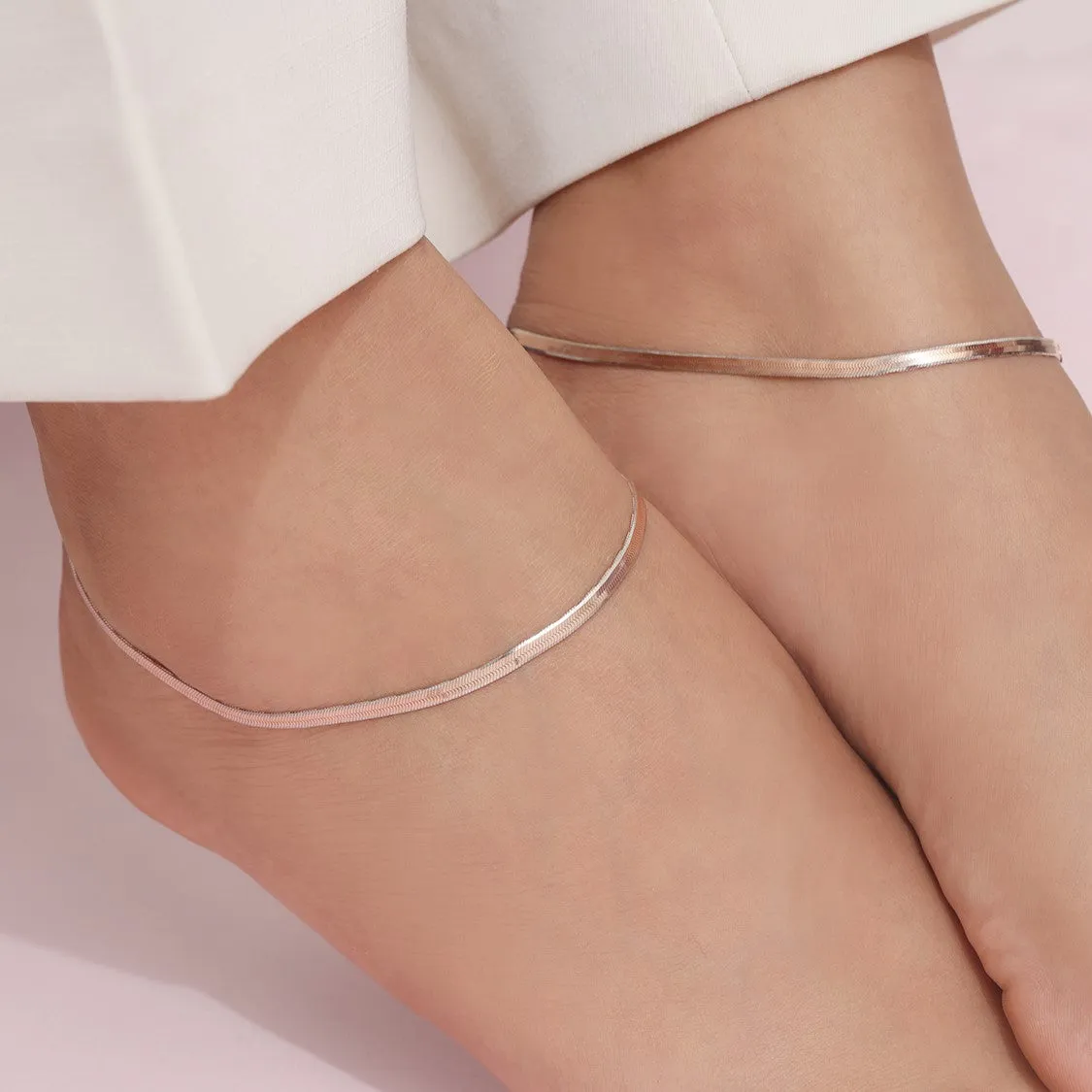 Harmony in Tones 925 Sterling Silver Anklet with Dual Tone Plating