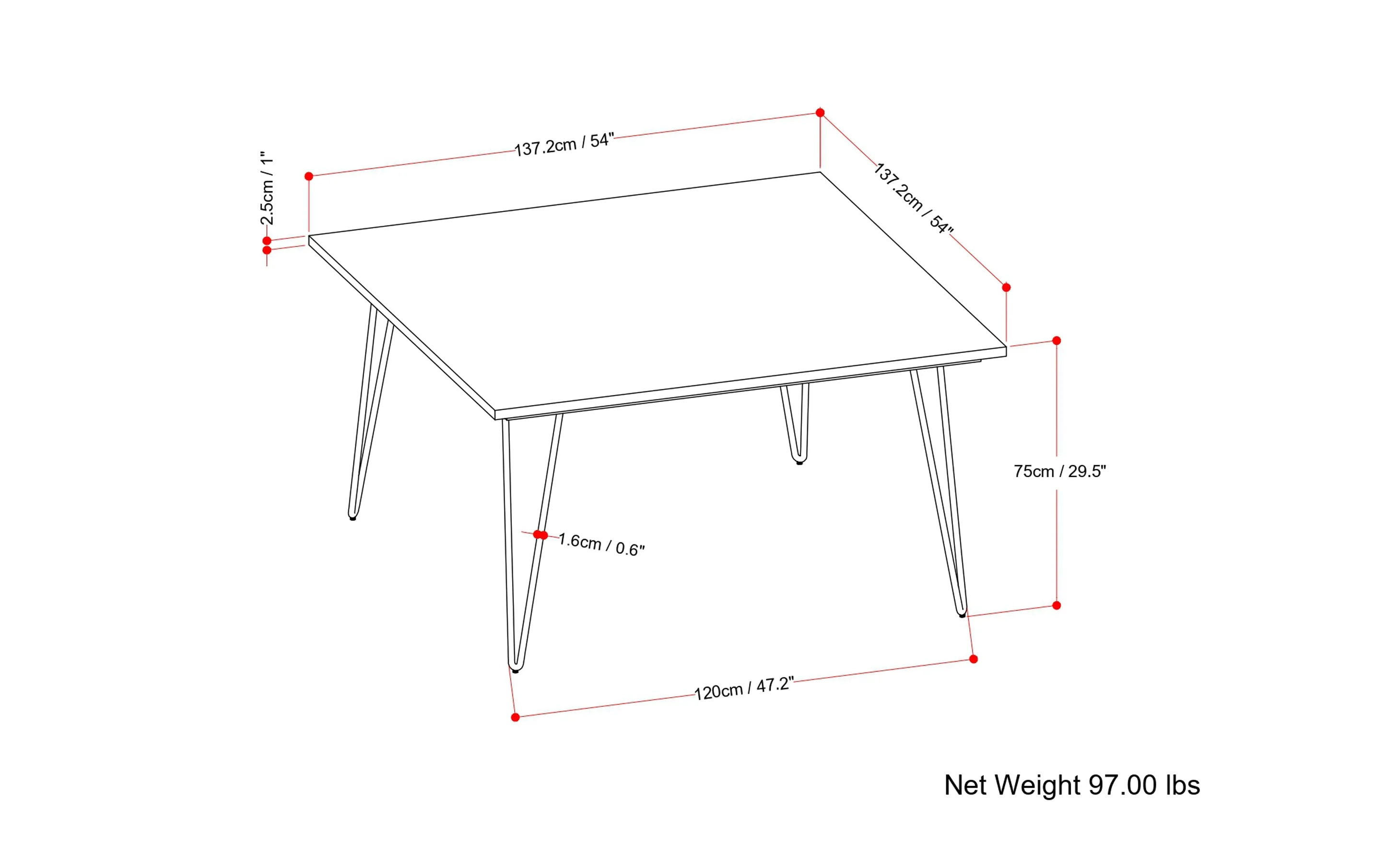 Hunter 54 inch Square Dining Table in Mango