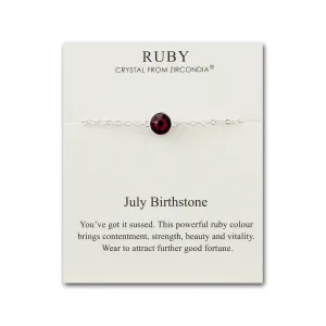 July (Ruby) Birthstone Anklet Created with Zircondia® Crystals