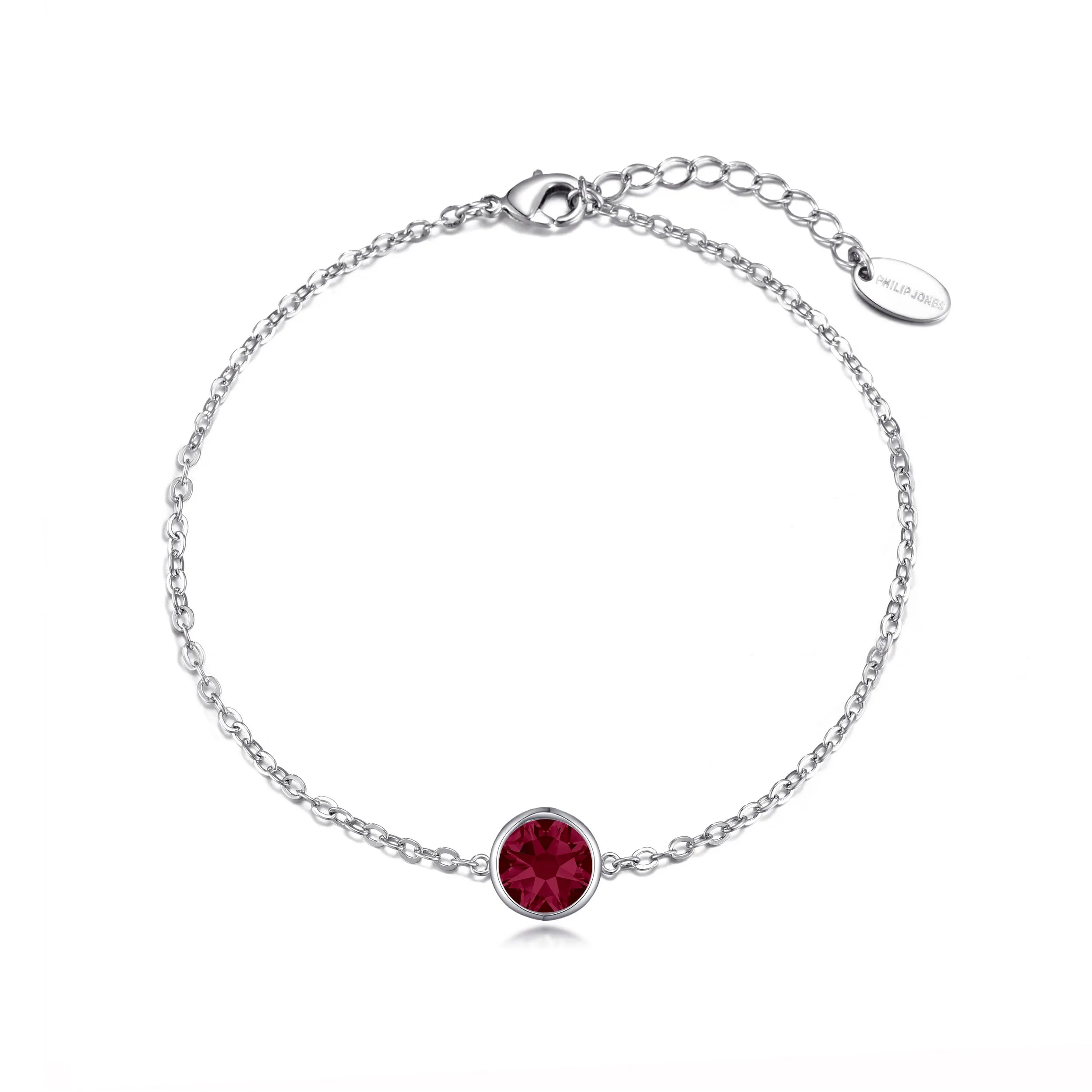 July (Ruby) Birthstone Anklet Created with Zircondia® Crystals