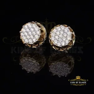 King of Bling's 925 Yellow Silver 1.13ct Cubic Zirconia Women's & Men's Hip Hop Flower Earrings