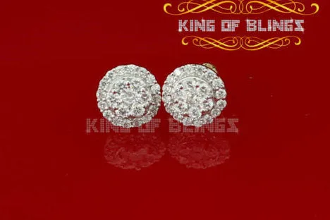 King of Bling's 925 Yellow Silver 1.96ct Cubic Zirconia Women's & Men's Hip Hop Round Earrings