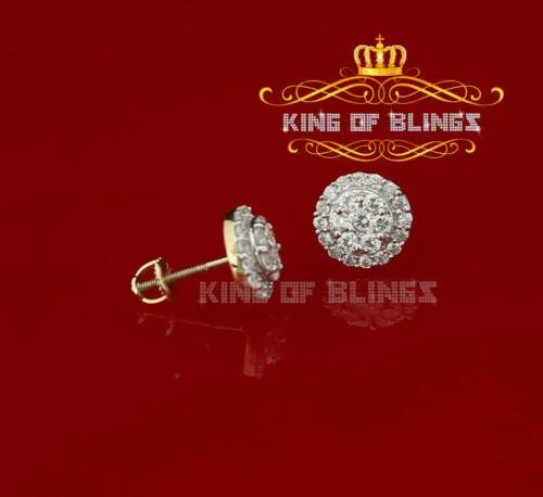 King of Bling's 925 Yellow Silver 1.96ct Cubic Zirconia Women's & Men's Hip Hop Round Earrings