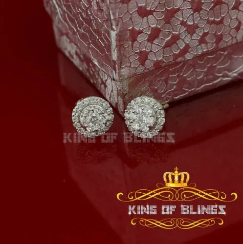 King of Bling's 925 Yellow Silver 1.96ct Cubic Zirconia Women's & Men's Hip Hop Round Earrings