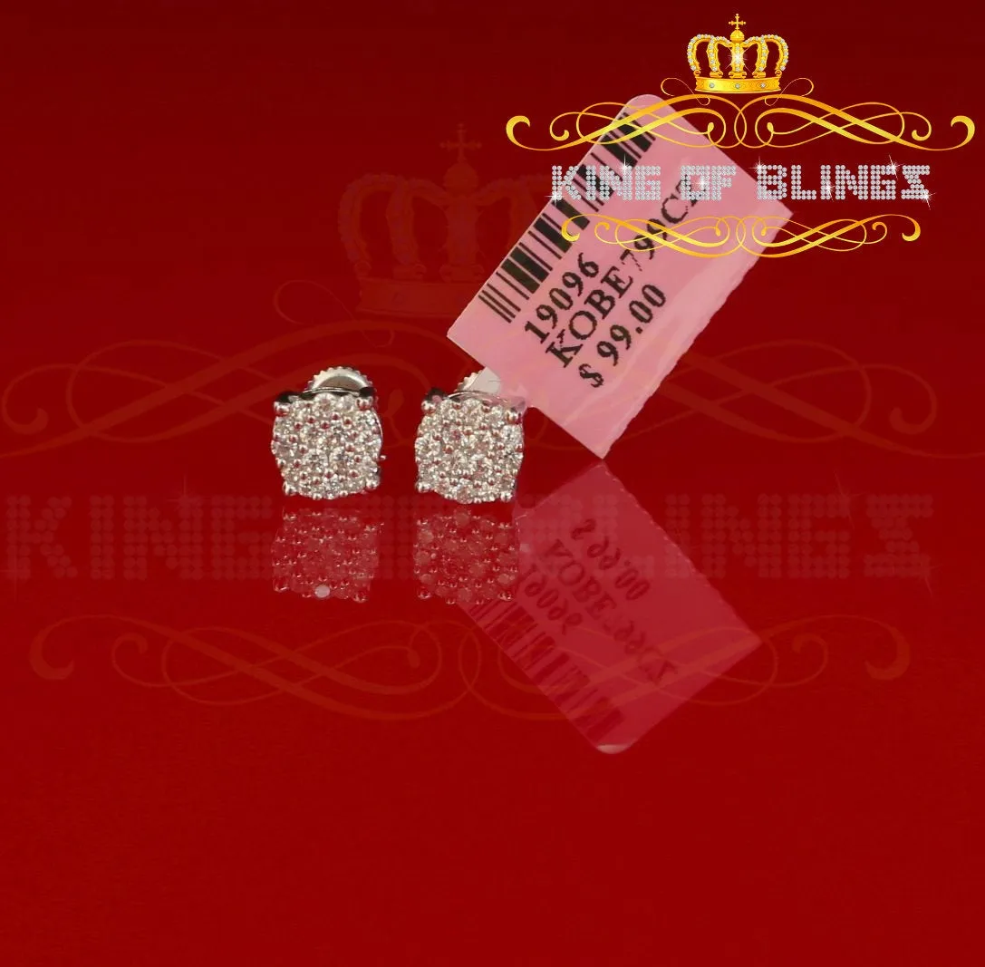 King of Blings- Aretes Para Hombre 925 White Silver 0.84ct Cubic Zirconia Round Women's Earring