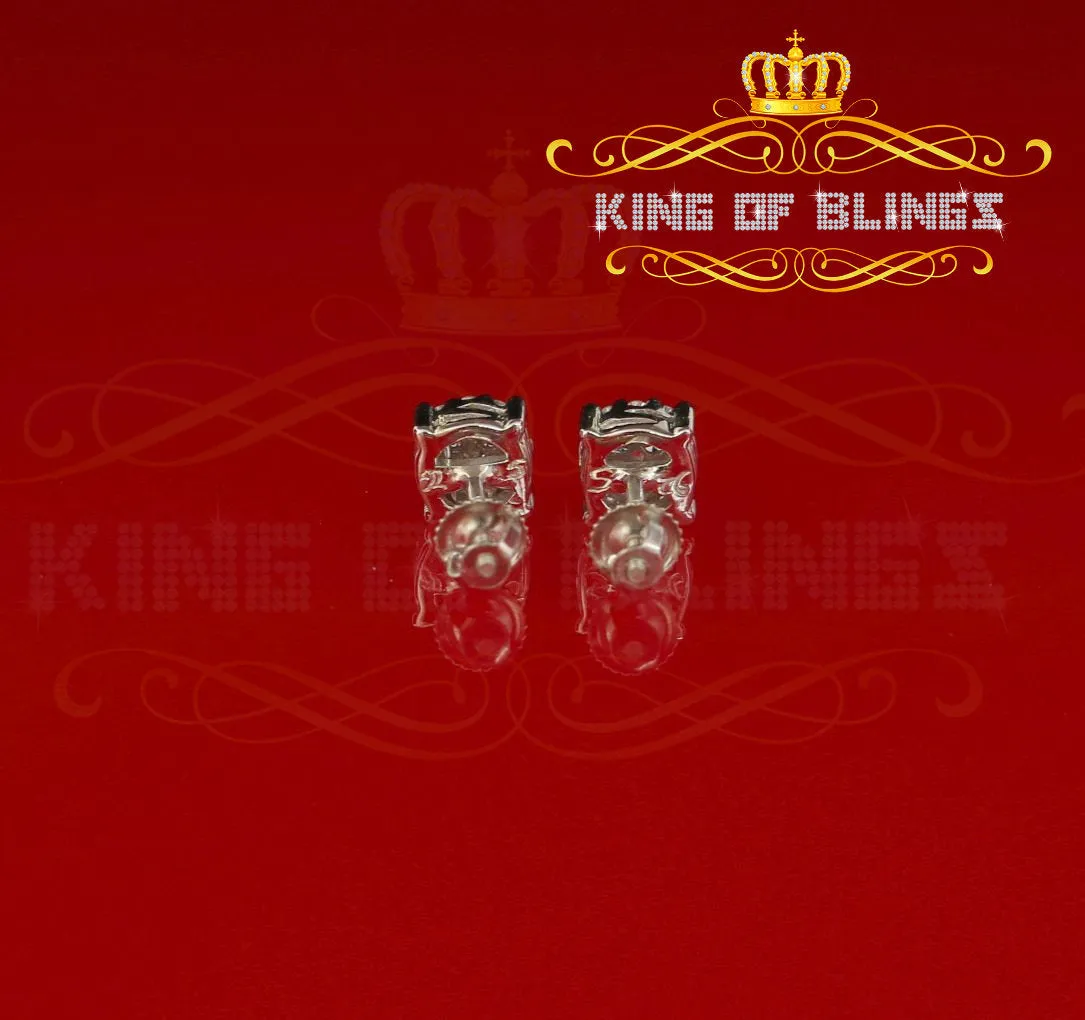 King of Blings- Aretes Para Hombre 925 White Silver 0.84ct Cubic Zirconia Round Women's Earring