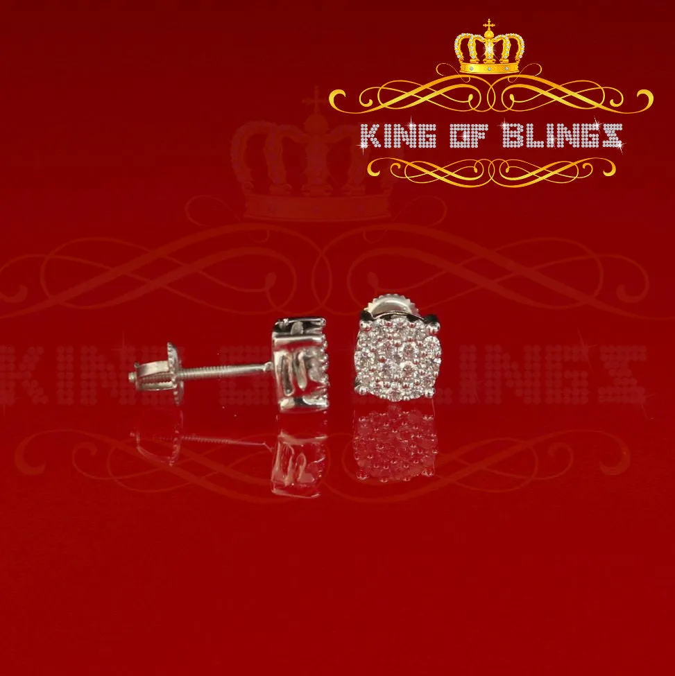 King of Blings- Aretes Para Hombre 925 White Silver 0.84ct Cubic Zirconia Round Women's Earring