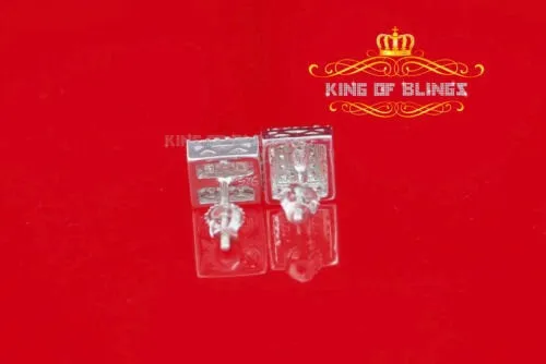 King of Blings- Hip Hop 925 White Silver 1.12ct Cubic Zirconia Women's & Men's Square Earrings