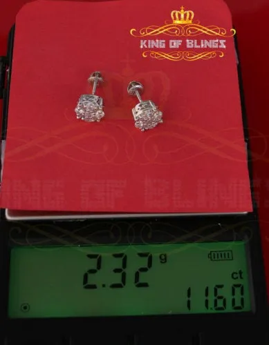 King of Blings- White 925 Sterling Silver 1.96ct Cubic Zirconia for Ladies Hip Hop Round Earring