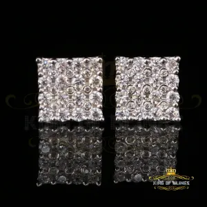 King of Blings- White 925 Sterling Silver 2.06ct Cubic Zirconia Ladies Hip Hop Square Earrings