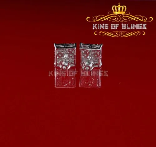 King of Blings- White 925 Sterling Silver 2.06ct Cubic Zirconia Ladies Hip Hop Square Earrings