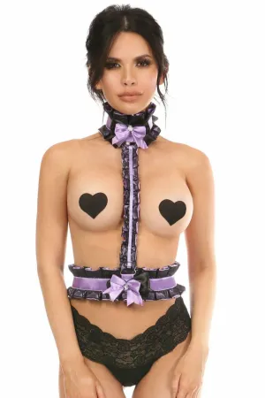 Kitten Collection Lavender/Black Lace Single Strap Body Harness