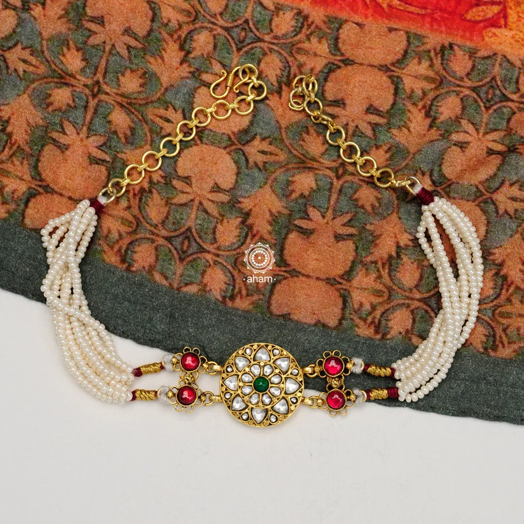 Kundan Gold Polish Silver Choker