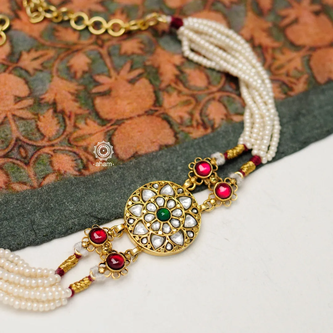 Kundan Gold Polish Silver Choker