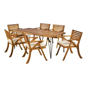 Lane Farmhouse Outdoor Patio Hairpin Legs Dining Set