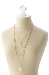 Layered Crackled Quartz Stones Dot Pendant Necklace Gold